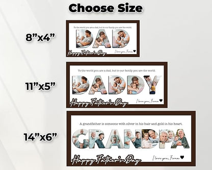 Photo Decorative Plaque Personalized Dad Gifts for Fathers Day from Daughter Son, Customized Wooden Picture Frame, Birthday Gifts for Daddy Grandma Papa, Family Memories Sign, Art Craft Home Decor