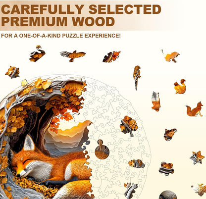 WOODBESTS Wooden Puzzles for Adults, 3D Fox Wood Puzzles Adult(200 Pieces, M, 11.4 * 11.2in), Unique Shape Wooden Animal Jigsaw Puzzles, Birthday Gifts for Adults Family Game