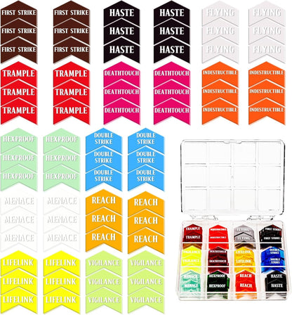 72 Pieces MTG Keyword Counters with Box for Magic The Gathering Colored MTG Creature Stats Buff Tokens MTG Gift Accessories (Keyword Counters)