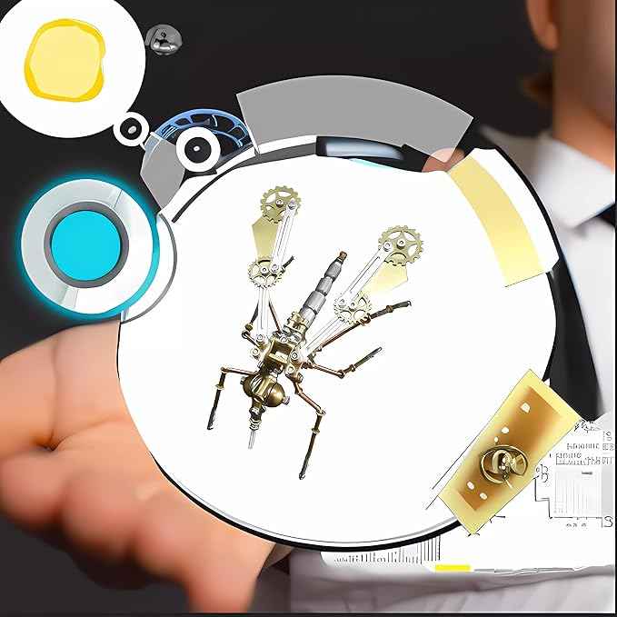 Mechanical Metal 3D Insect Mosquito Model Brass Puzzle Steampunk Electric Mechanical, Assembly DIY Gift Craft Hobby for Family and Friends (Mosquito A)
