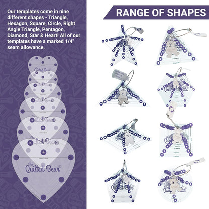The Quilted Bear Leaf Quilting Templates – 8 Clear Non-Slip Acrylic Quilt Templates for Precise Fabric Cutting & Stress-Free Machine Quilting - Ideal for Quilt & Sewing Supplies (¾–3")