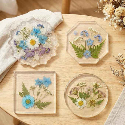 KISREL Epoxy Resin Kit for Beginners, 12OZ Resin Kit with Silicone Coaster Molds, Complete Accessories Include Mica Powders, Dried Flowers, Measuring Cups and Other Resin Supplies for DIY