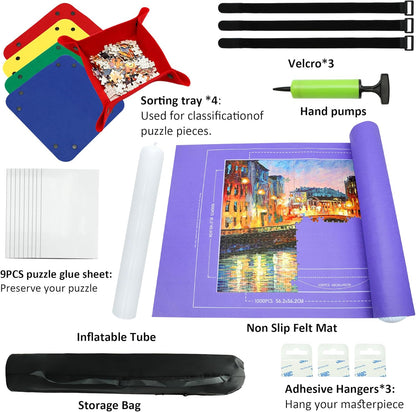 Puzzle Mat Roll Up| Jigsaw Puzzle Mat Roll Up| Roll-Up Save Pad Trays for Sorting Table Board Glue Sheets and Frame Keeper Storage Accessories for Kids and Adults (Purple, 1500pcs)