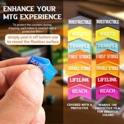 60 PCS MTG Keyword Counters Buff Abilities Counter Tokens with Box for Magic The Gathering, MTG, TCG, Card Games Accessories (Multicolor, 60)