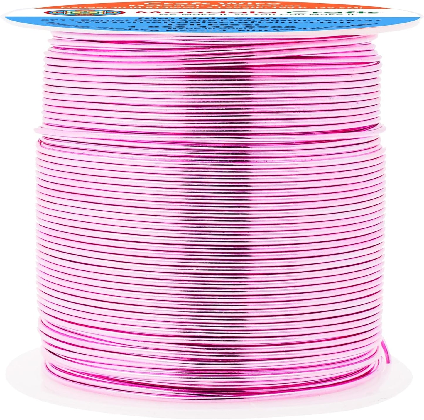 Mandala Crafts 20 Gauge Anodized Aluminum Craft Wire for Jewelry Making - 100 FT Colored Flexible Pink Wire - Bendable for Bonsai Armature Crafting Sculpting - Crafty Corner