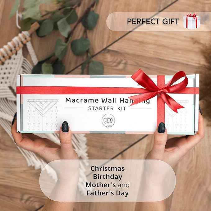 MIGO Creates DIY Macrame Kit for Beginners with 9 Macrame Projects Ebook, 115 Pcs Macrame Supplies & 220yd Cotton Yarn | Create Unique Bohemian Decor Craft Projects! Perfect DIY Crafts for Adults!