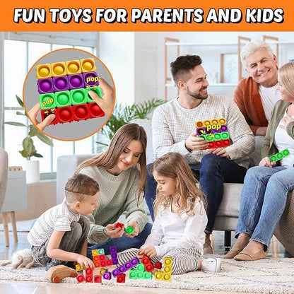 Giant Pop Blocks Bubble Premium Silicone Pop Fidget Blocks for Endless Joy and Education - Vibrant Pop Blocks for Imaginative Play and Puzzle Games-Toy Gift for Kids (64PCS)