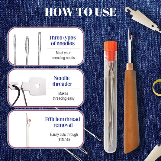 37PCS Sewing Tool Set, 2026 New Big Eye Steel Sewing Needles Kit, Stainless Steel Needles for Hand Sewing Kit, Portable DIY Hand Made Craft Set for Handcraft Lovers (37 Pcs)
