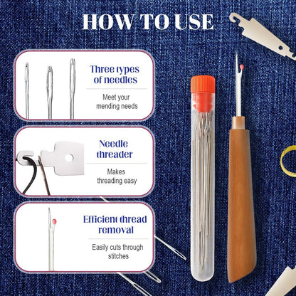 37PCS Sewing Tool Set, 2026 New Big Eye Steel Sewing Needles Kit, Stainless Steel Needles for Hand Sewing Kit, Portable DIY Hand Made Craft Set for Handcraft Lovers (37 Pcs)
