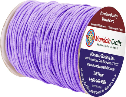 Mandala Crafts 1.5mm 109 Yards Lavender Cotton Waxed Cord for Jewelry Making Bracelet Cord Waxed String - Beading String Thread Jewelry Cords for Necklaces String