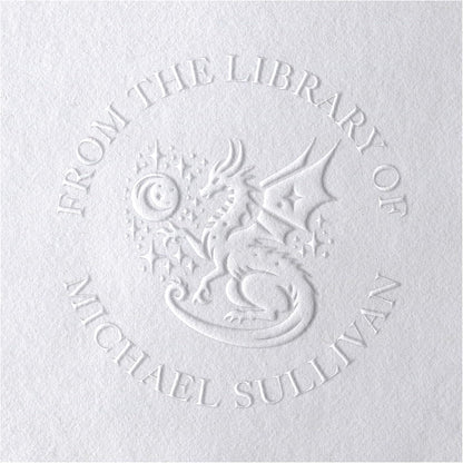 Dragon Book Embosser, Custom Round Library Book Embosser, Fantasty Fiction Dragon Ex Libris Embosser, Gift for Book Lover | Black or Pink Embosser (Dragon #4)
