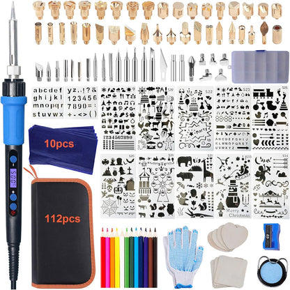 112PCS Calegency Wood Burning Kit-Wood Burning Tool Set with Digital LCD Display Pyrography Pen Adjustable Temperature and Embossing/Carving/Soldering/Engraving Tips for Wooden Crafts - Crafty Corner