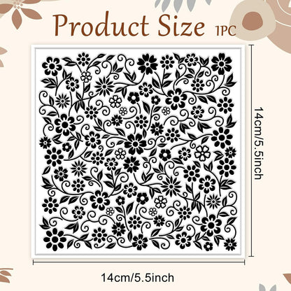 CHGCRAFT Vine Flowers Pattern Polymer Clay Texture Sheet Curly Plants and Leaves Silicone Texture Mat for Polymer Clay Making Earrings Jewelry DIY Crafts 5.5 × 5.5 Inch