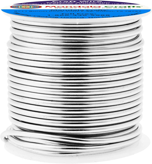 Mandala Crafts 12 Gauge Anodized Aluminum Craft Wire for Jewelry Making - 60 FT Colored Flexible Silver Tone Wire - Bendable for Bonsai Armature Crafting Sculpting - Crafty Corner