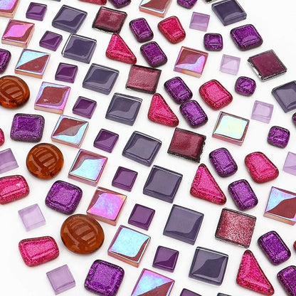 LITMIND 1.1LB Purple Mixed Irregular Crystal Glass Mosaic Tiles for Crafts - Perfect for Mosaic Art Projects, Puzzles, and Home Décor