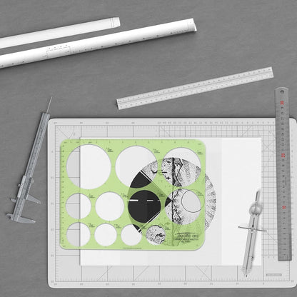Pacific Arc Circles Template Guide, 40 Perfect Circles from 1/32 to 1 5/8 inch with Inch and Metric Graduations
