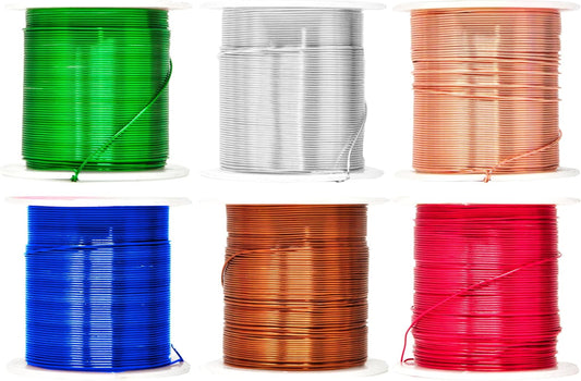 Mandala Crafts 22 Gauge Anodized Aluminum Craft Wire for Jewelry Making - 450 FT Colored Flexible Silver Copper True Blue Brown Red Kelly Green Wire - Bendable for Bonsai Armature Crafting Sculpting - Crafty Corner