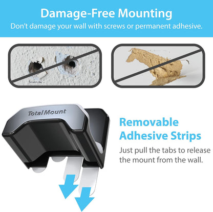 TotalMount Gaming Headset Hanger – Includes Removable Adhesive Strips for Easy, Damage-Free Wall, Desk, or PC Mounting (Black Headphone Hook with Premium Silicone Cradle – One Pack)