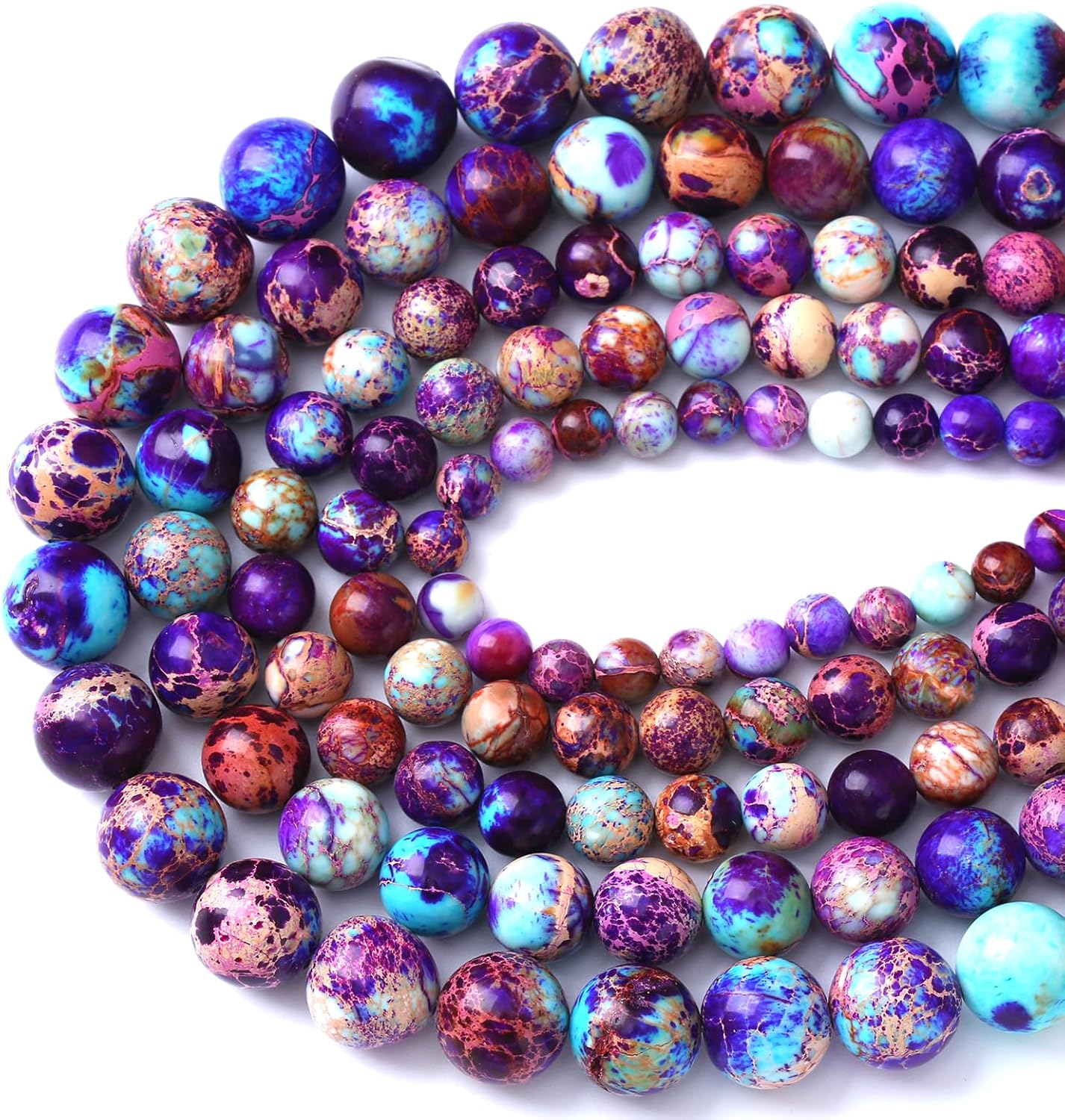 12MM 32PCS Natural Galaxy Sea Sediment Jasper Beads Gemstone Round Loose Spacer Stone Beads for Jewelry Making DIY Bracelet Necklace 15 Inch