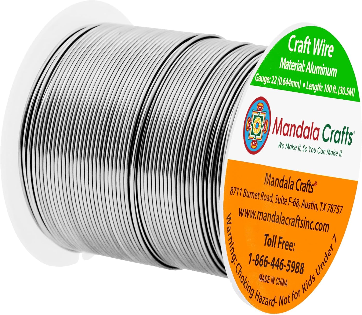 Mandala Crafts 22 Gauge Anodized Aluminum Craft Wire for Jewelry Making - 100 FT Colored Flexible Gray Wire - Bendable for Bonsai Armature Crafting Sculpting - Crafty Corner