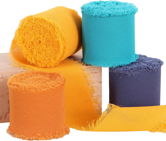 TONIFUL 4 Rolls Blue & Orange Chiffon Ribbon 1 1/2 inch× 5.5 Yards Ribbon Fabric Silk Ribbon for Gift Wrapping Wedding Party Decoration Flower Bouquet Wrapping Bows Making DIY Crafts - Crafty Corner