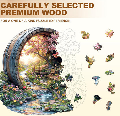 Wooden Puzzles for Adults, Spring Flower Wooden Jigsaw Puzzle for Adults, 465 PCS Unique Shape Wood Puzzles Adult, Birthday Party Gifts for Friends & Family Leisure Time Game Home Decor (XL-17.3*17in)