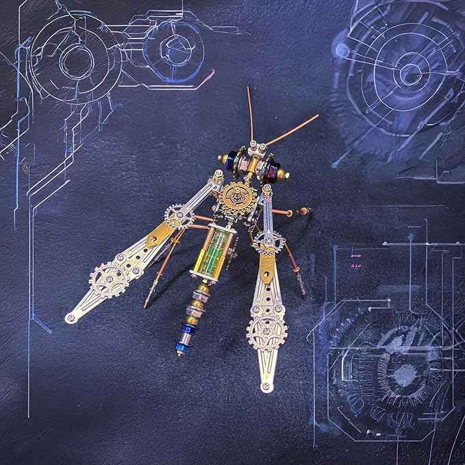 3D Assembly Puzzles Metal Insect Bug Mechanical Mosquito Steampunk Sculpture Arts and Crafts DIY Projects,Model Building Kits Science Kit Fun Birthday Gift (Mechanical Mosquito)