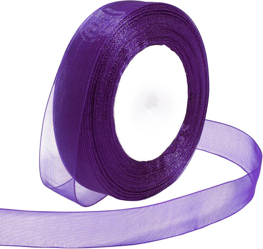 Ribbon for Gift Wrapping 3/4 inch Purple Sheer Organza Ribbon for Flower Bouquet Tulle Thin Chiffon Ribbons for Wedding Invitations Christmas Halloween Presents Decorations Crafts 50 Yards - Crafty Corner
