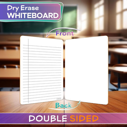 SCRIBBLEDO Dry Erase 5"x7" Mini Notebook College Ruled Lined Board 2 Pack Reusable Erasable Writing Note Pad Lapboard Blank Whiteboard on Reverse for Desk