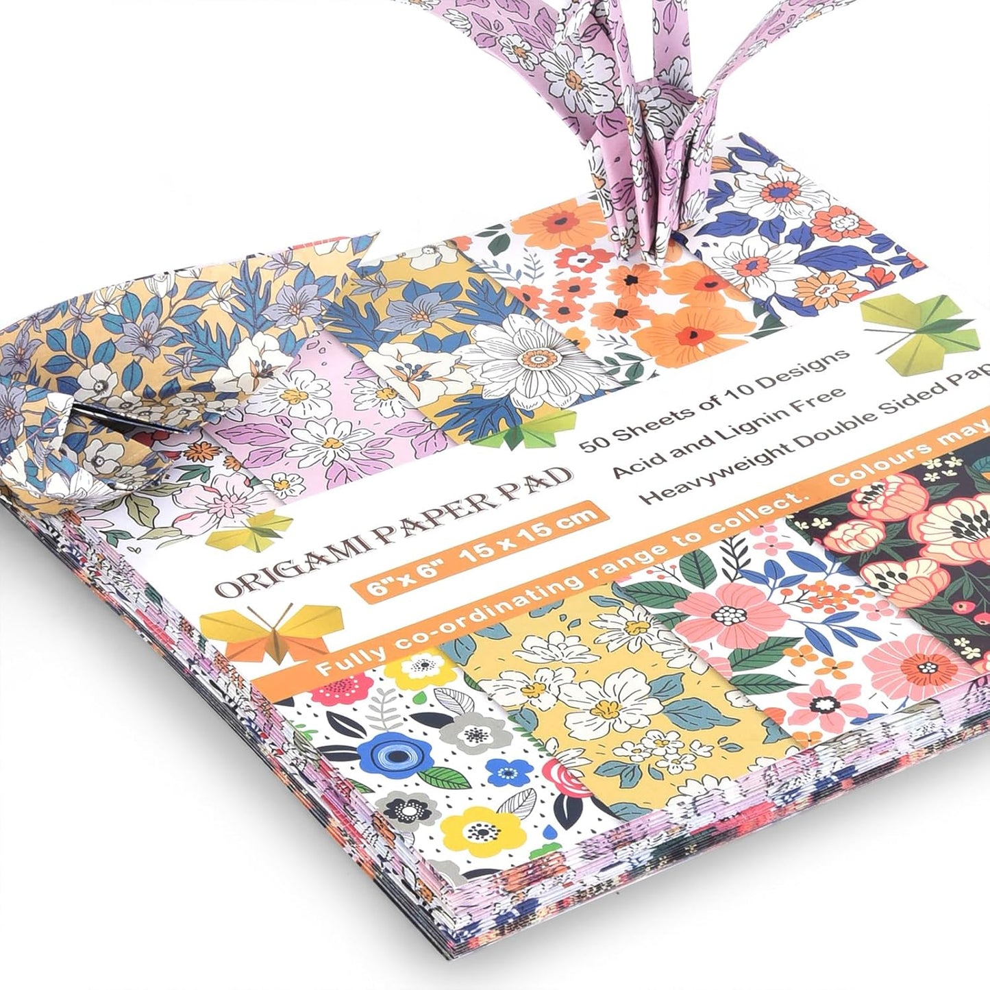 Origami Paper Kit 100 Sheets 6 Inch Square Double Sided Color 20 Vivid Colors for Hand Crafts Origami Paper Arts Creativity.Luxuriant Flowers - Crafty Corner