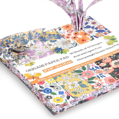 Origami Paper Kit 100 Sheets 6 Inch Square Double Sided Color 20 Vivid Colors for Hand Crafts Origami Paper Arts Creativity.Luxuriant Flowers - Crafty Corner