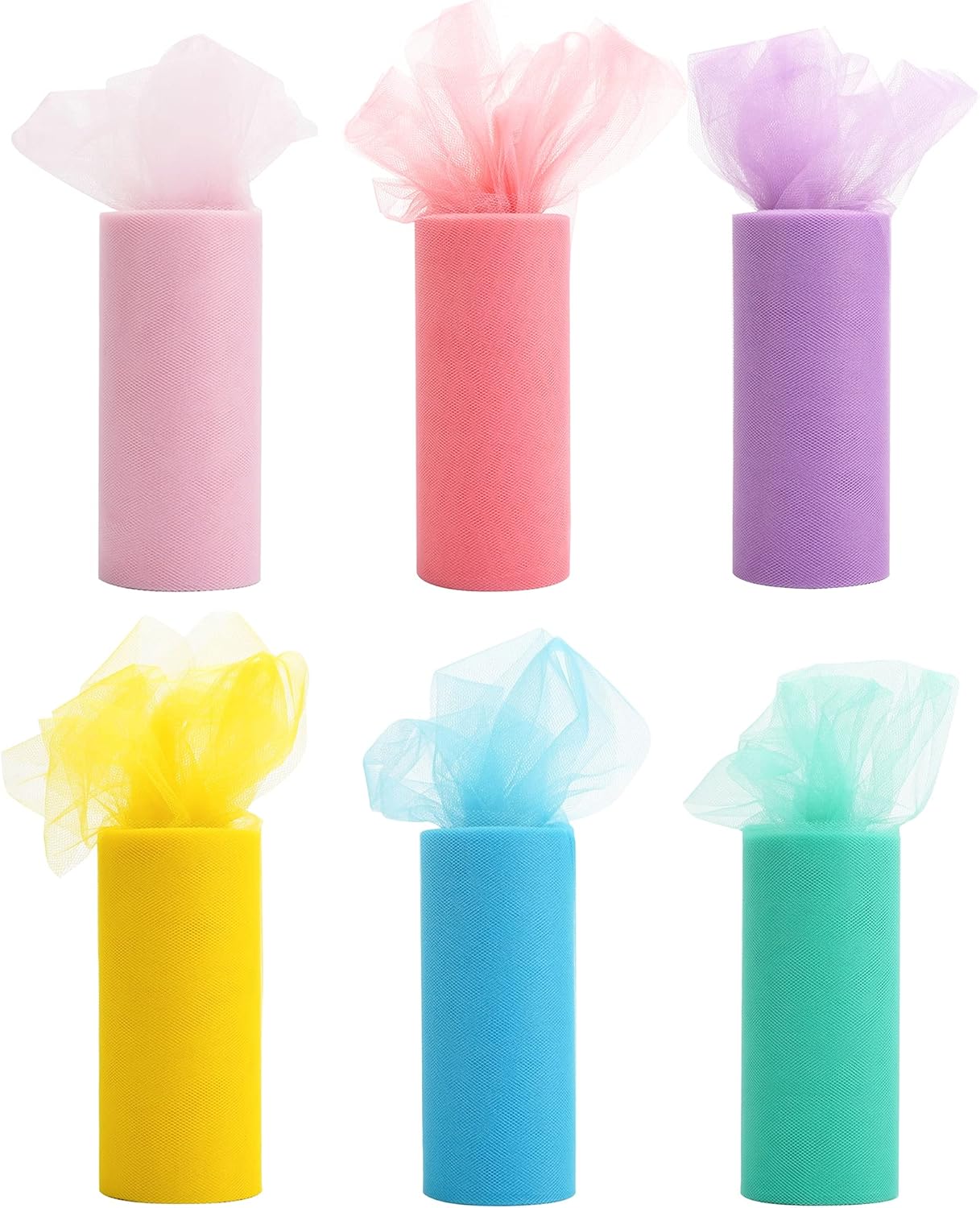 MEEDEE Pastel Tulle Ribbon 6 Rolls Tulle Fabric Spool Ribbon, 6 inch by 25 Yards/Spool, Perfect for Tutus DIY Wedding Table Skirt Rainbow Party Decorations Gift Wrapping - Crafty Corner