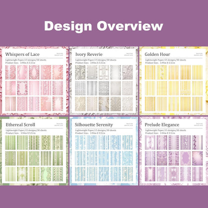 Lace Scrapbook Paper Set, 180 PCS Vintage Floral Journal Paper Kit for Scrapbooking, DIY Crafts, and Card Making