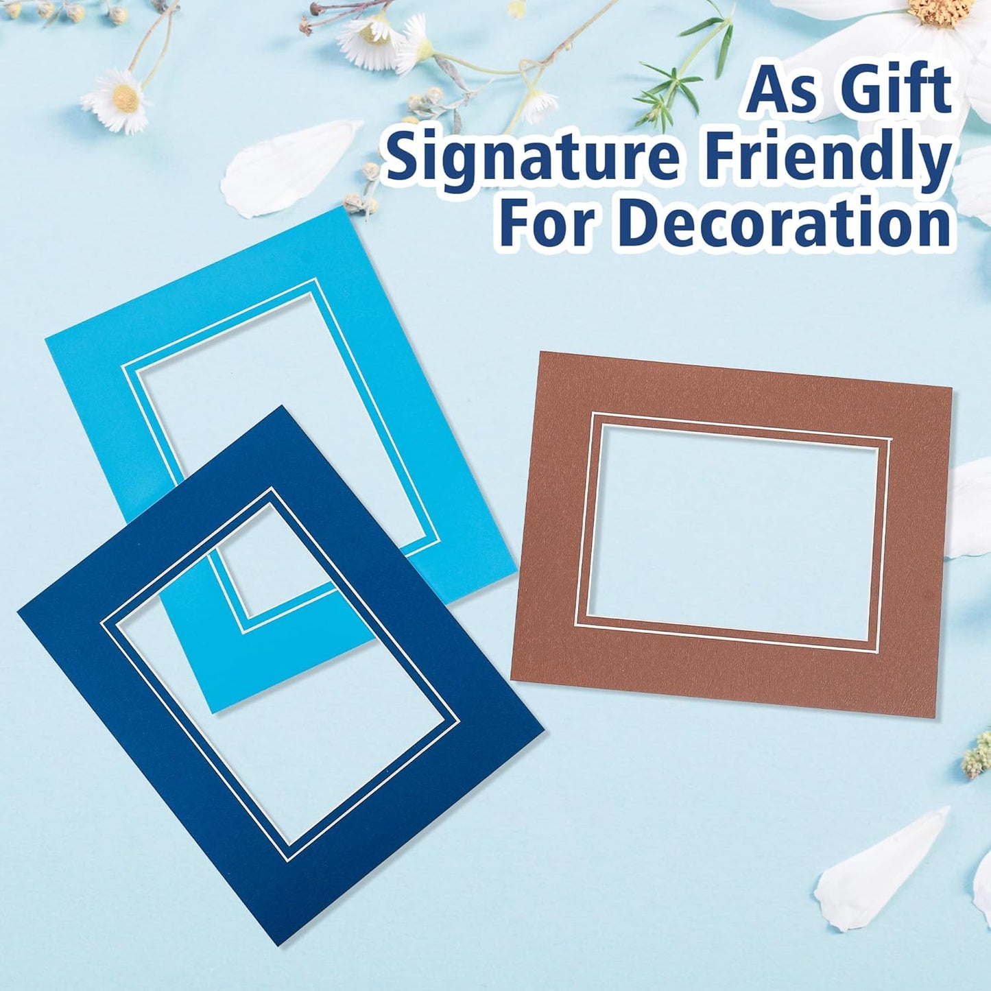 HOTUO 10 Pack Acid Free Colorful Picture Frame Mats, Pre-Cut 8x10 Picture Mats with Ivory Core Bevel Cut for 5x7 Photo, Signature Friendly 4 Ply Thickness Photo Mat for Frames (Colorful with V-Groove)