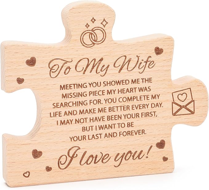 to My Wife Mothers Day Romantic Gifts for Wife from Husband - Wife Presents for Mothers Day Birthday Valentines Day Wedding Anniversary Family Christmas Decoration, Natural Wood Decor