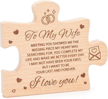 to My Wife Mothers Day Romantic Gifts for Wife from Husband - Wife Presents for Mothers Day Birthday Valentines Day Wedding Anniversary Family Christmas Decoration, Natural Wood Decor