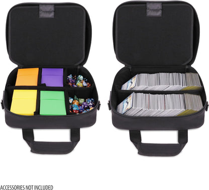 USA Gear Card Deck Storage Bag Compatible with TCG and CCG Deck Games - Card Protector Bag with Padded Shoulder Strap, Customizable Interior, Weather Resistant - Fits Boxes and Loose Cards - Black
