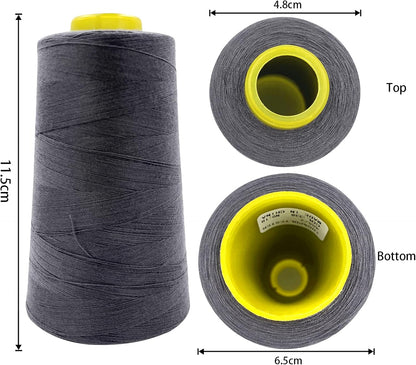 Tortoise 8 Cones of 3000 Yards Each Spool Thread for All Purpose, Serger, Overlock, Quilting, Sewing Machine - 40S/2 Grey Polyester Thread