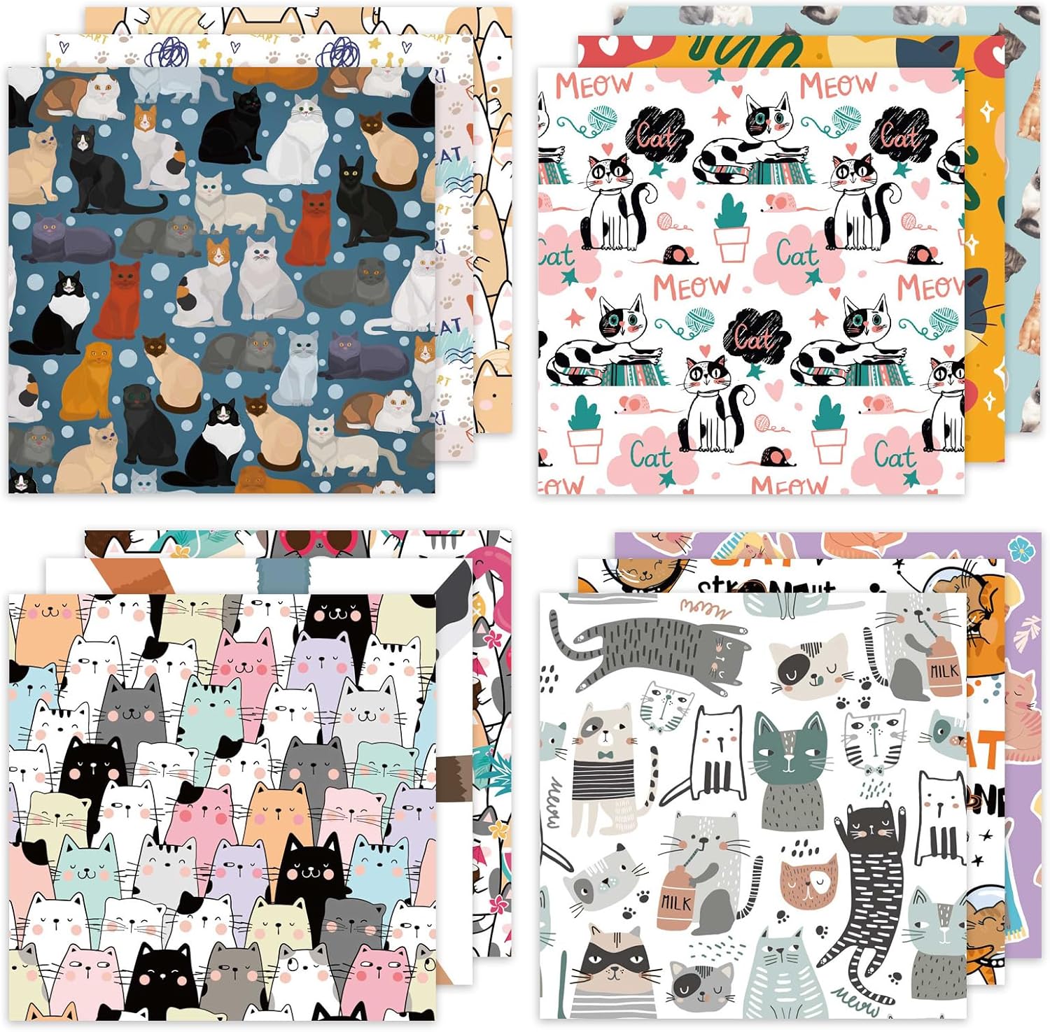 24 Sheets 12 Designs Scrapbook Paper Pad,6"×6” Single-Sided Decopodge Craft Cardstock Paper,Christmas Scrapbooking DIY Decorative Background Cardmaking Supplies.Cat's Life - Crafty Corner