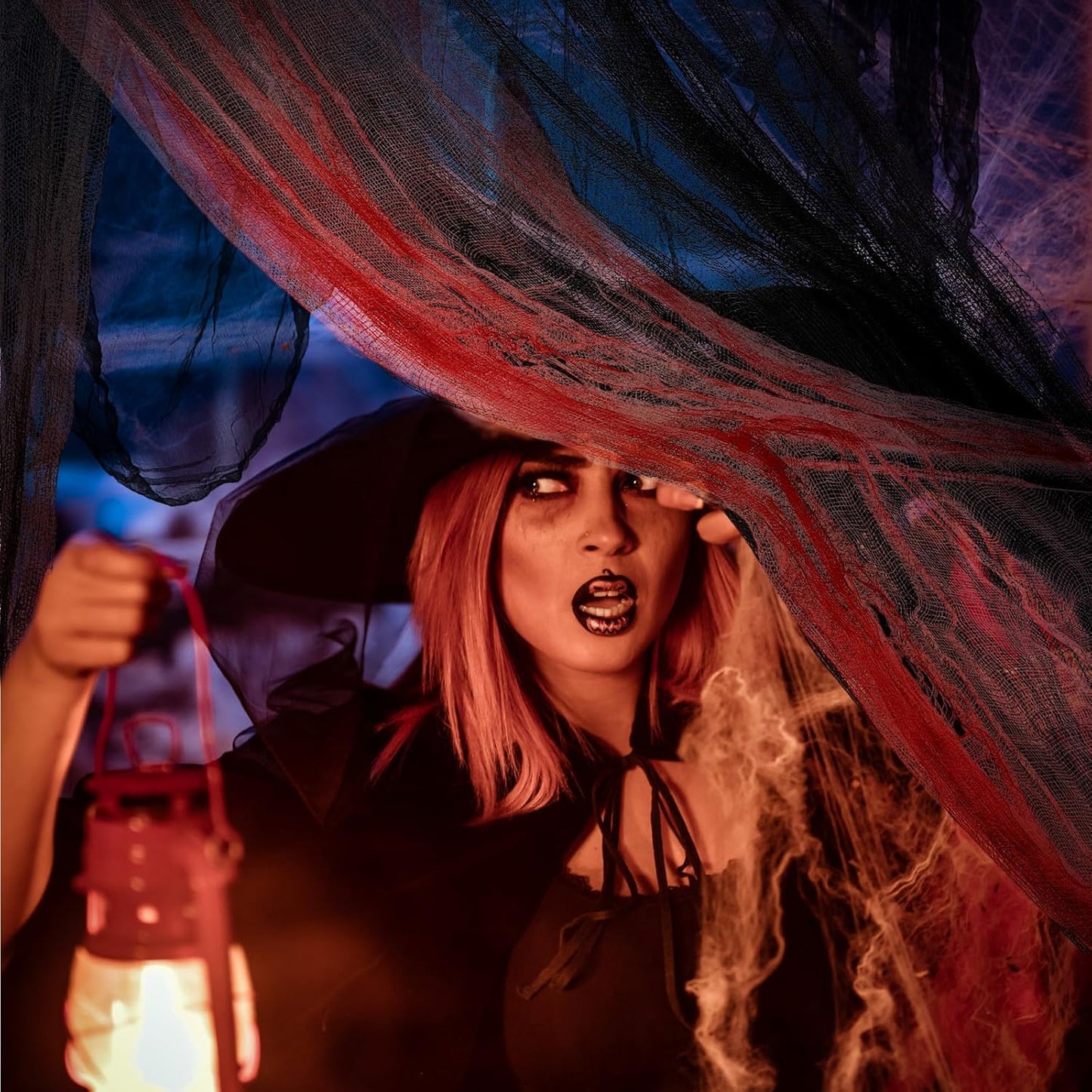 Boao Halloween Cheese cloth 85 x 197 Inch White Black and Bloody Cheesecloth Roll for Crafts Large Cotton Muslin Gauze Fabric for Halloween Outdoor & Indoor Spooky Decoration