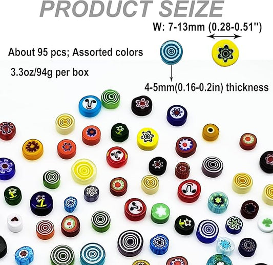 EDFLIFE Flat Glass Millefiori for Mosaic Making Supplies, Mosaic Tiles for Crafts with Assorted Flower Glass Tiles, Mosaic Kits for Adults DIY Decorations, No Hole (Mixed Pattern)