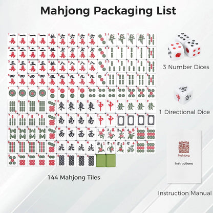 Mahjong Tile Set, 146pcs Chinese Mahjong Set Quality Mah Jong Tiles with Exquisite Storage Box Easy to Carry, Instructions Include Mah Jongg Sets for Family & Friends Gatherings