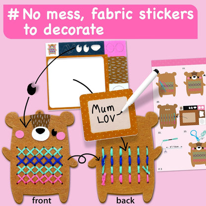 EZCRA Beginner Needlepoint Cross Stitch Kit for Kids Ages 5-8 – Easy Embroidery Starter Set with Jumbo Plastic Needles, Pre-Printed Patterns, Instructions – DIY Arts & Crafts Gift for Girls & Boys