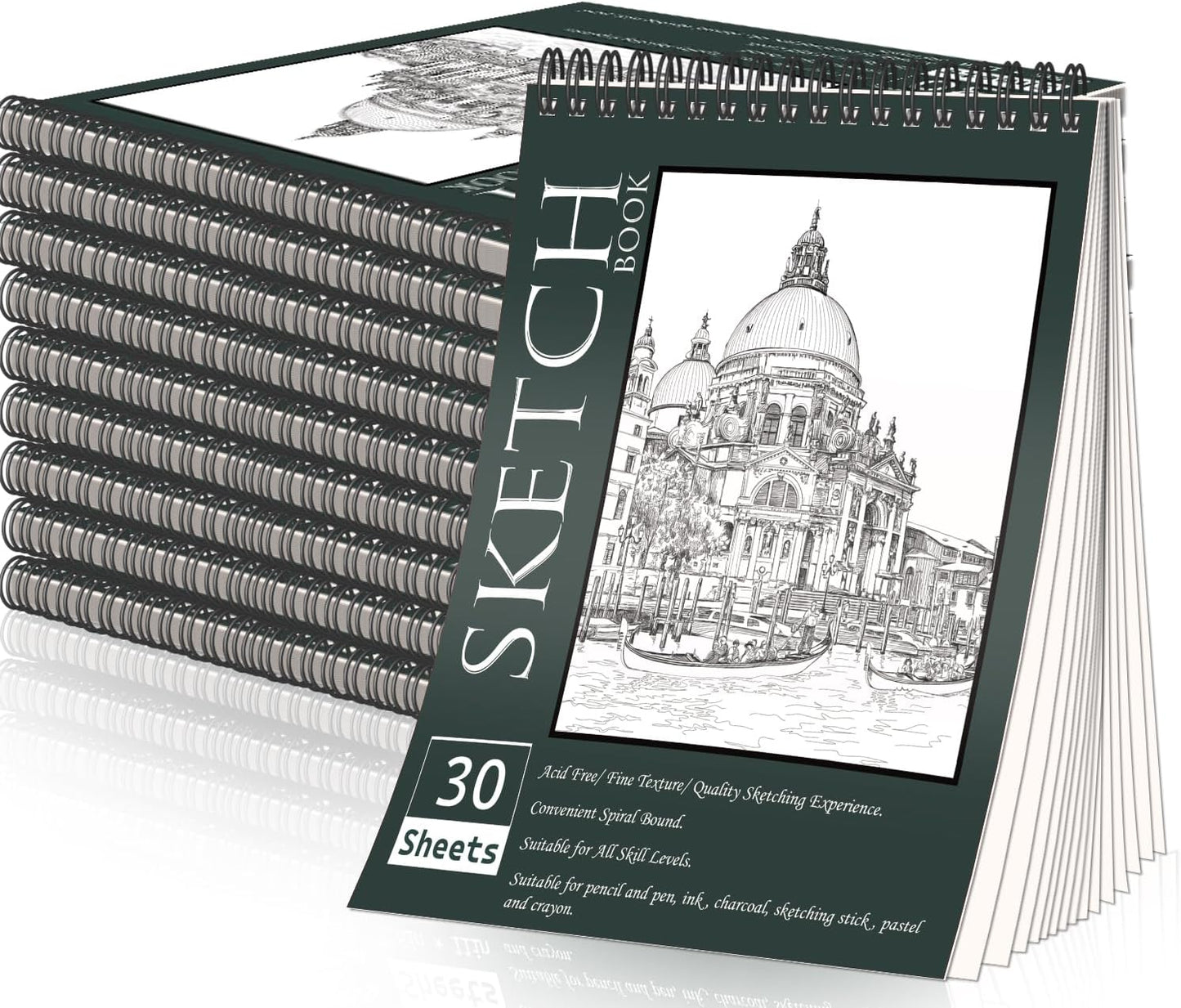 OSIMIG 10 Pack Sketch Books - 8.5" x 11", Top Spiral Bound Sketch Pad, 300 Sheet Total (68lb/100gsm), Drawing Paper Pad, Sketchbooks for Kids & Adults - Crafty Corner