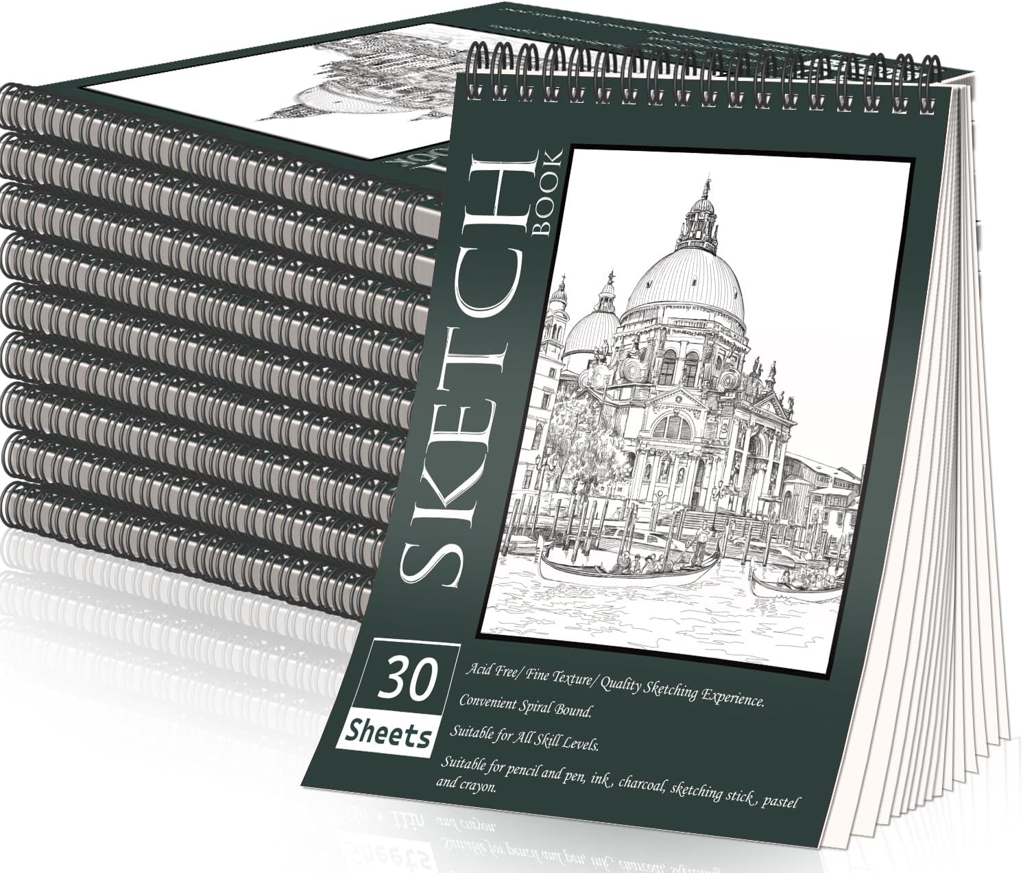 OSIMIG 10 Pack Sketch Books - 8.5" x 11", Top Spiral Bound Sketch Pad, 300 Sheet Total (68lb/100gsm), Drawing Paper Pad, Sketchbooks for Kids & Adults - Crafty Corner