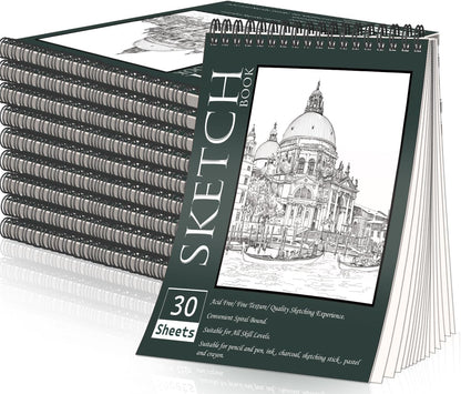 OSIMIG 10 Pack Sketch Books - 8.5" x 11", Top Spiral Bound Sketch Pad, 300 Sheet Total (68lb/100gsm), Drawing Paper Pad, Sketchbooks for Kids & Adults - Crafty Corner