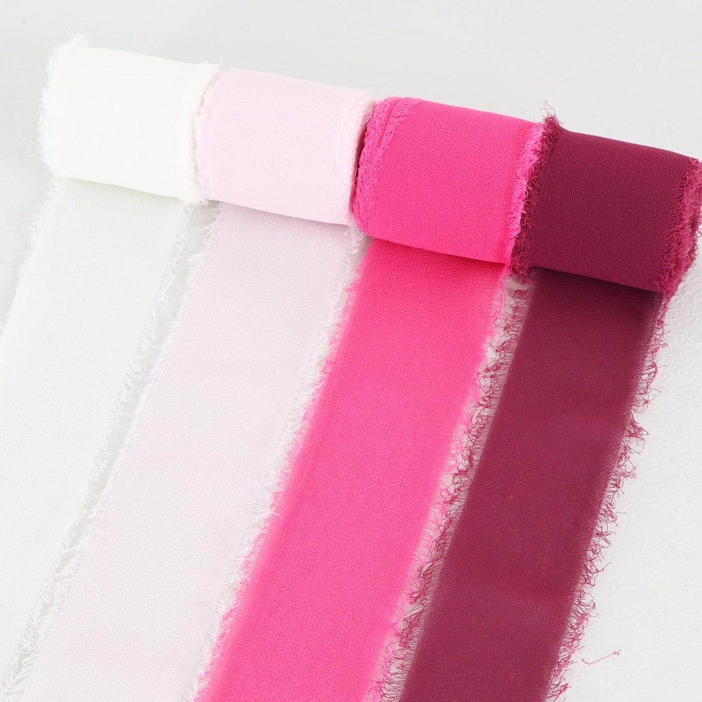 TONIFUL 4 Rolls Hot Pink Chiffon Ribbon Set 1 1/2 Inch 5.5 Yards Silk Fabric for Gift Wrapping, Wedding Party Decoration, Flower Bouquet, Bows Making, DIY Crafts - Crafty Corner