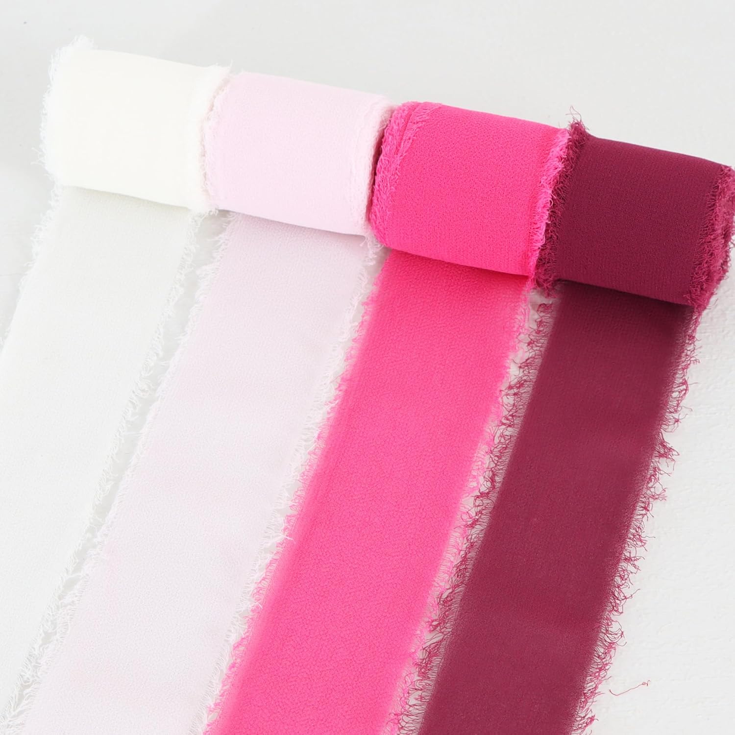 TONIFUL 4 Rolls Hot Pink Chiffon Ribbon Set 1 1/2 Inch 5.5 Yards Silk Fabric for Gift Wrapping, Wedding Party Decoration, Flower Bouquet, Bows Making, DIY Crafts - Crafty Corner