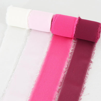 TONIFUL 4 Rolls Hot Pink Chiffon Ribbon Set 1 1/2 Inch 5.5 Yards Silk Fabric for Gift Wrapping, Wedding Party Decoration, Flower Bouquet, Bows Making, DIY Crafts - Crafty Corner