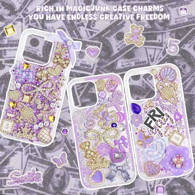 EIiovcnya 2380 Pcs Junk Case Charms Kit - DIY Phone Charms & Nail Art Accessories Includes 3D Flatback Big Decorations, Cute Bows & Letter Beads for Customizing Cases, Crafts, Valentine's Day Gifts